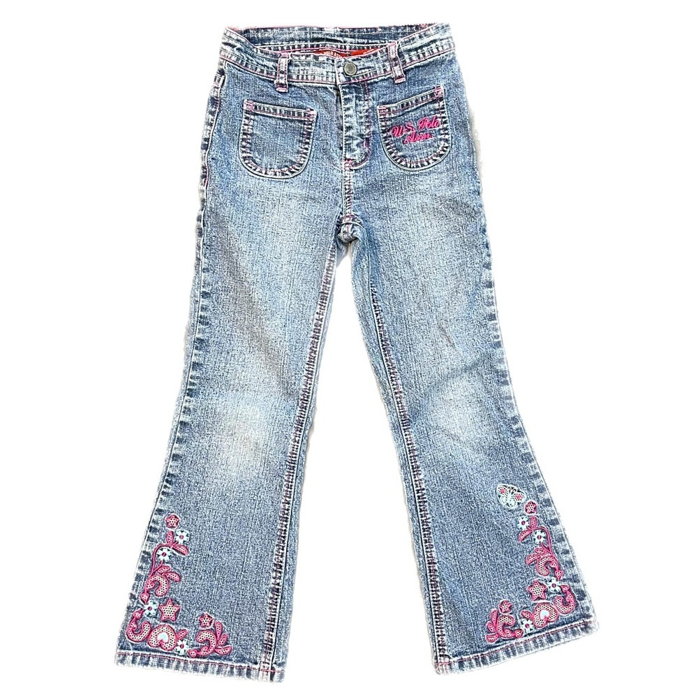 US Polo Assn. Embroidered and Flared Jeans Size 6